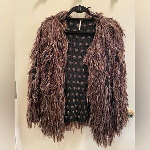 Free People Multi-Color Shag Jacket - XS